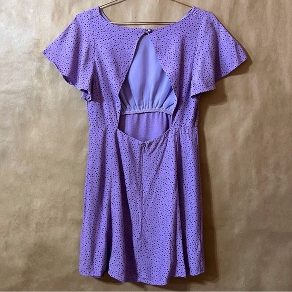 Free People | Tootsie Mini Dress Empire Waist Flutter Sleeve Purple Size 2 - Picture 9 of 13